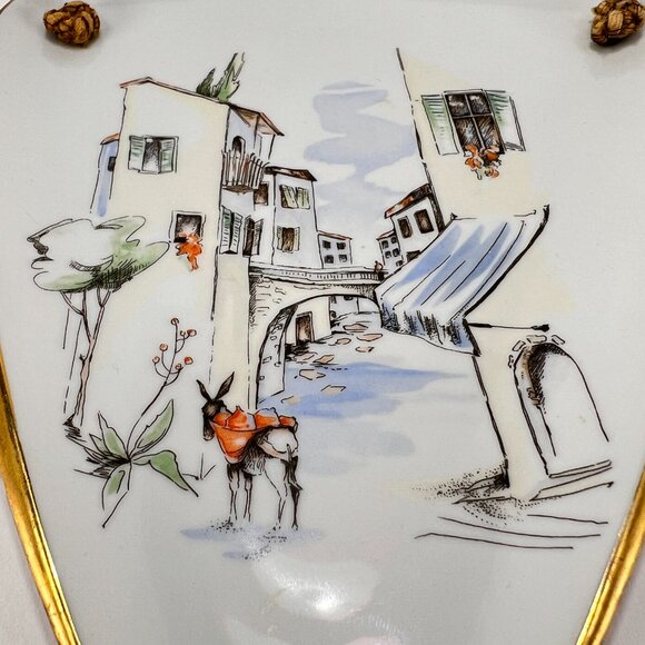 Vtg Alka Kunst Porcelain Wall Hang Plate White Rialto Germany Bavaria MCM 50s - Picture 5 of 16